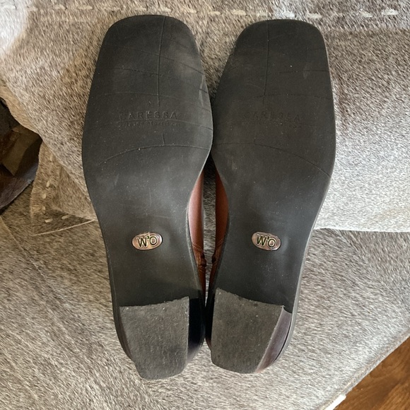 Vintage Caressa Brown Leather Square Toe Boots 2.25” Heel - Picture 9 of 11